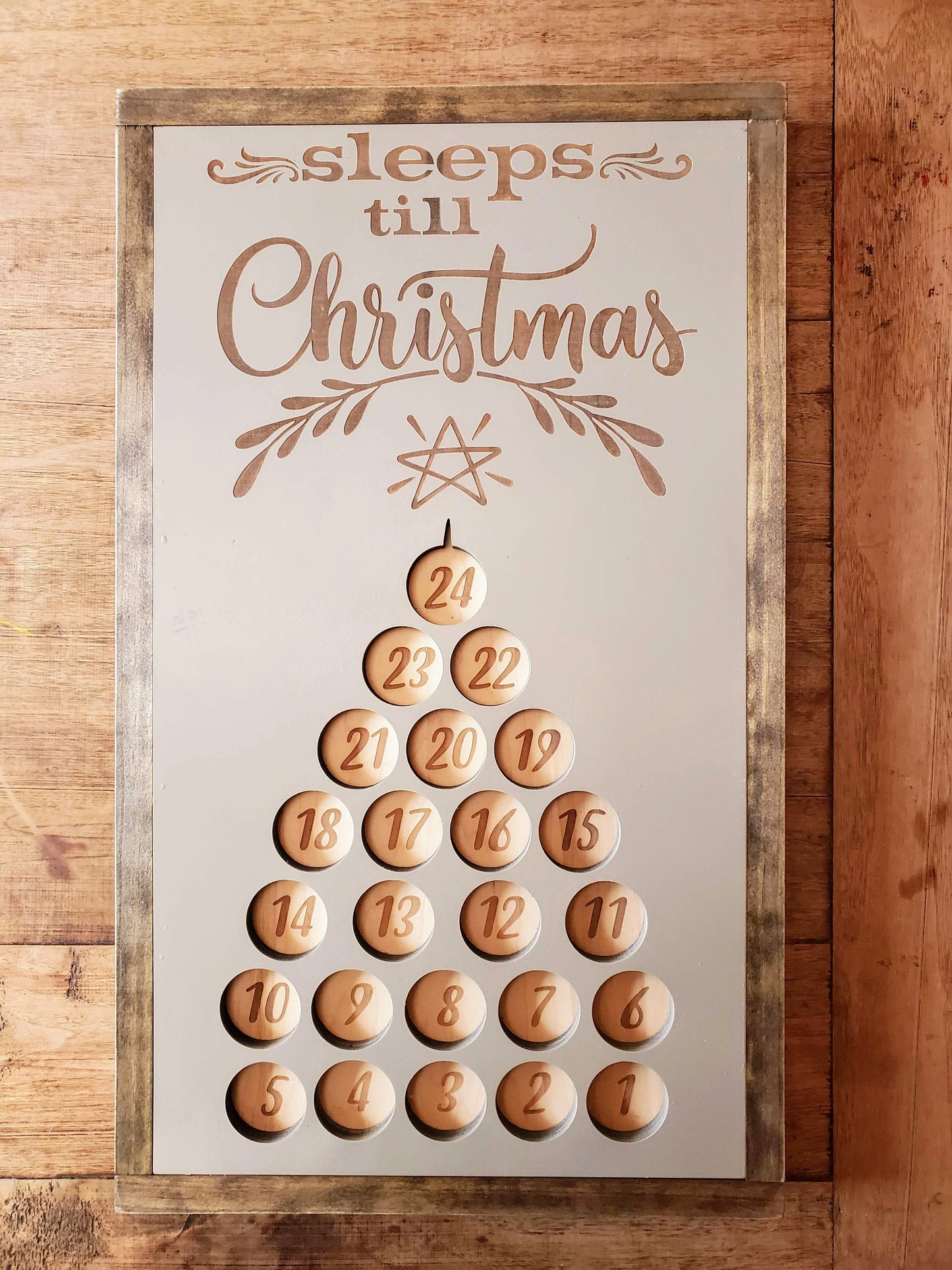 Handmade Wood Advent Calendar Christmas Tree Sign | Sleeps Until Christmas