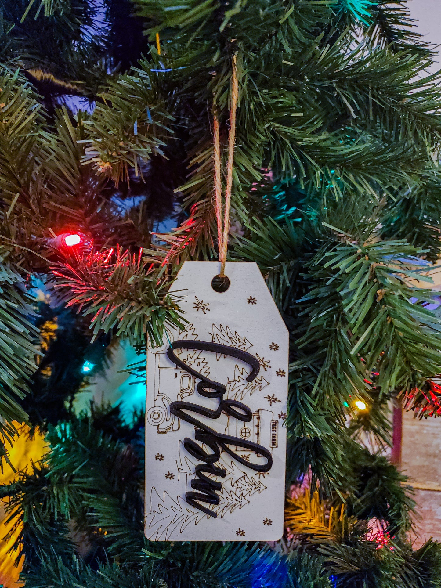 Farmhouse Christmas Ornament | Personalized Kid's Christmas Ornament | Stocking Tag