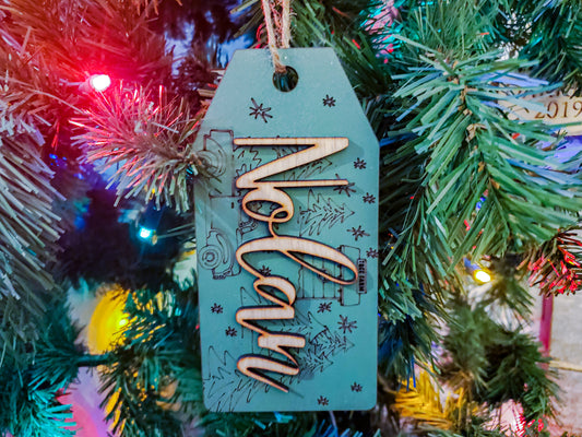 Farmhouse Christmas Ornament | Personalized Kid's Christmas Ornament | Stocking Tag