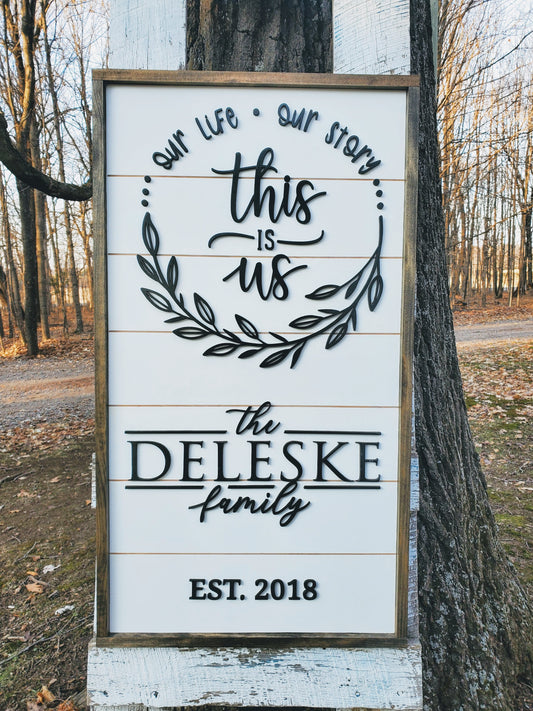 Personalized Last Name Sign | Raised Lettering This is Us Sign with Shiplap