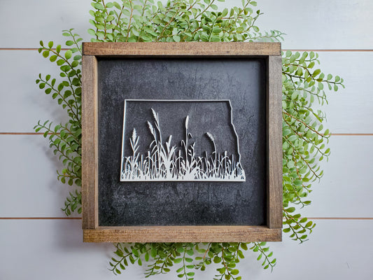 North Dakota Prairie Grass Sign with 3D Cutout