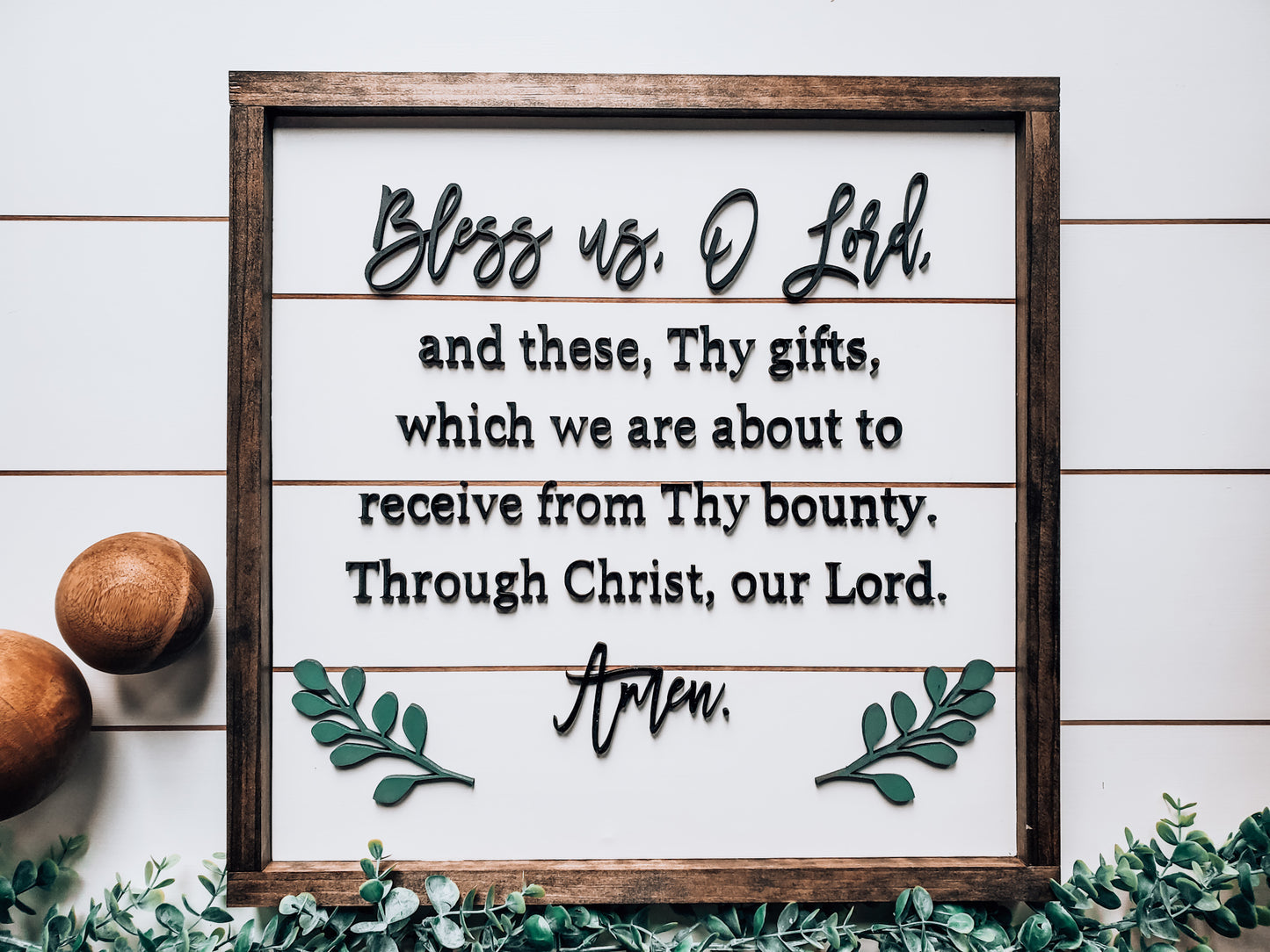 Prayer Sign for Dining Room | Bless Us O Lord Sign | Shiplap Sign