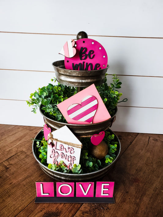 Tiered Tray Decor Valentine's Day Mini Signs | Tiered Tray Decor | Tiered Tray Decor Bundle | Tiered Tray Signs | Tier Tray DIY Kit