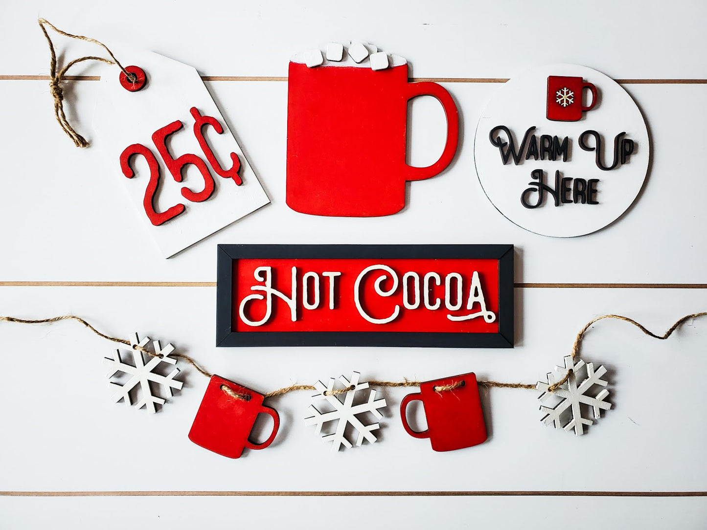 Tiered Tray Decor Winter Mini Signs | Hot Cocoa Tiered Tray Decor | Tiered Tray Decor Bundle | Tiered Tray Signs | Tier Tray DIY Kit