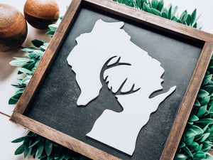 Wisconsin Deer Sign with 3D Cutout
