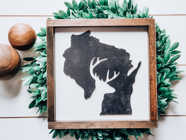 Wisconsin Deer Sign with 3D Cutout