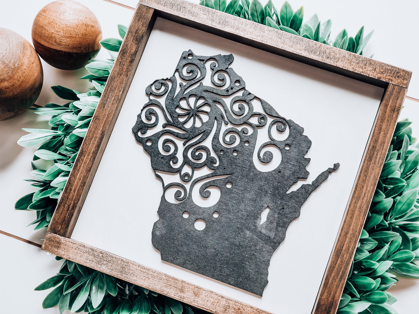 3D Wisconsin Sign - Mandala Design Cutout