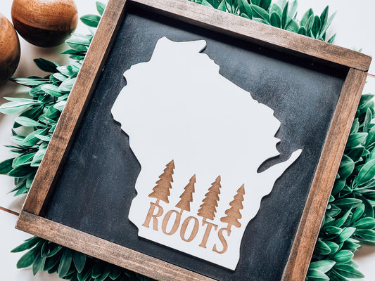 Wisconsin Roots Sign with 3D Cutout