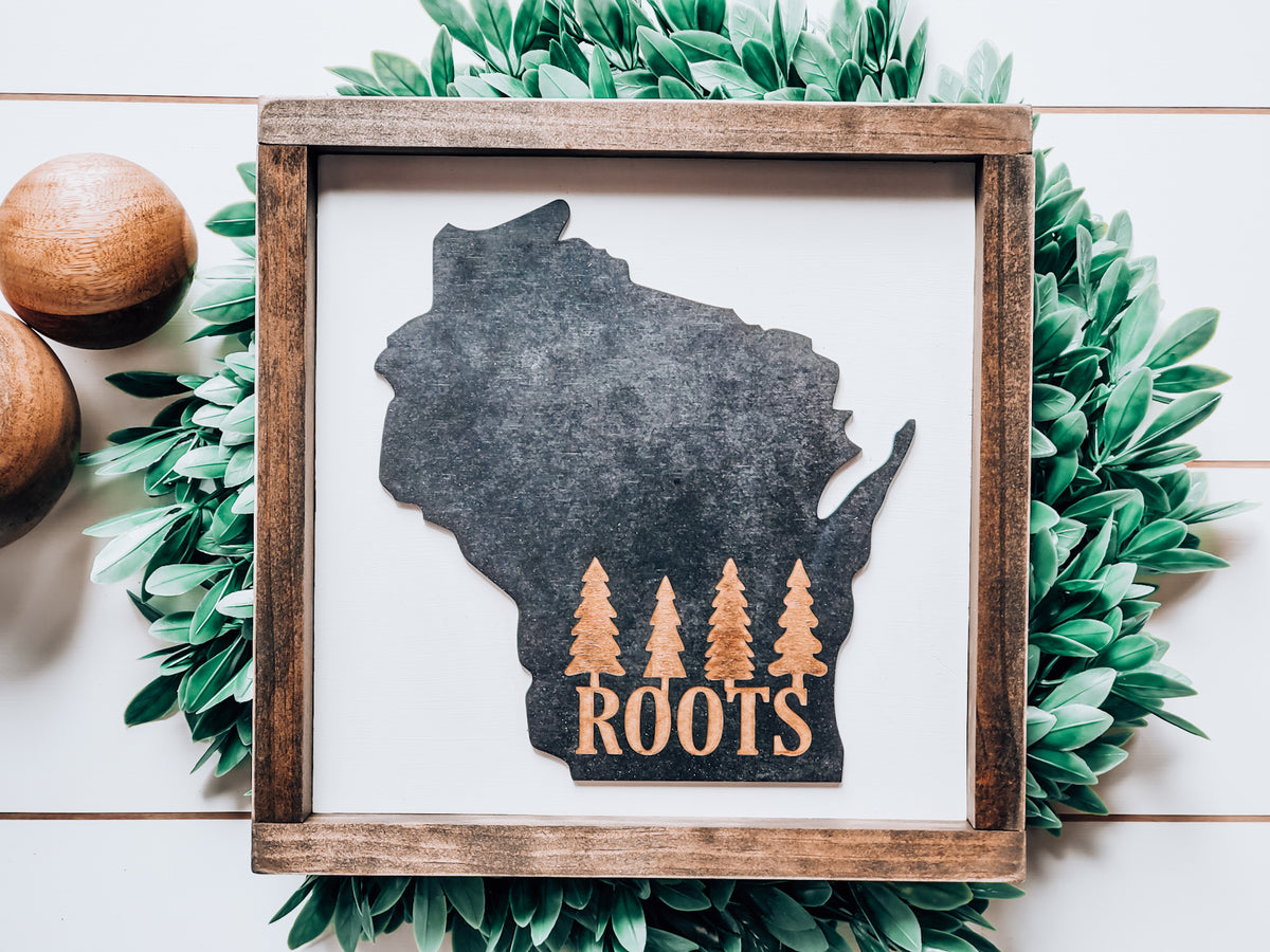 Wisconsin Roots Vector Image Wisconsin Roots Sign with 3D Cutout – The Farmer's Wife WI