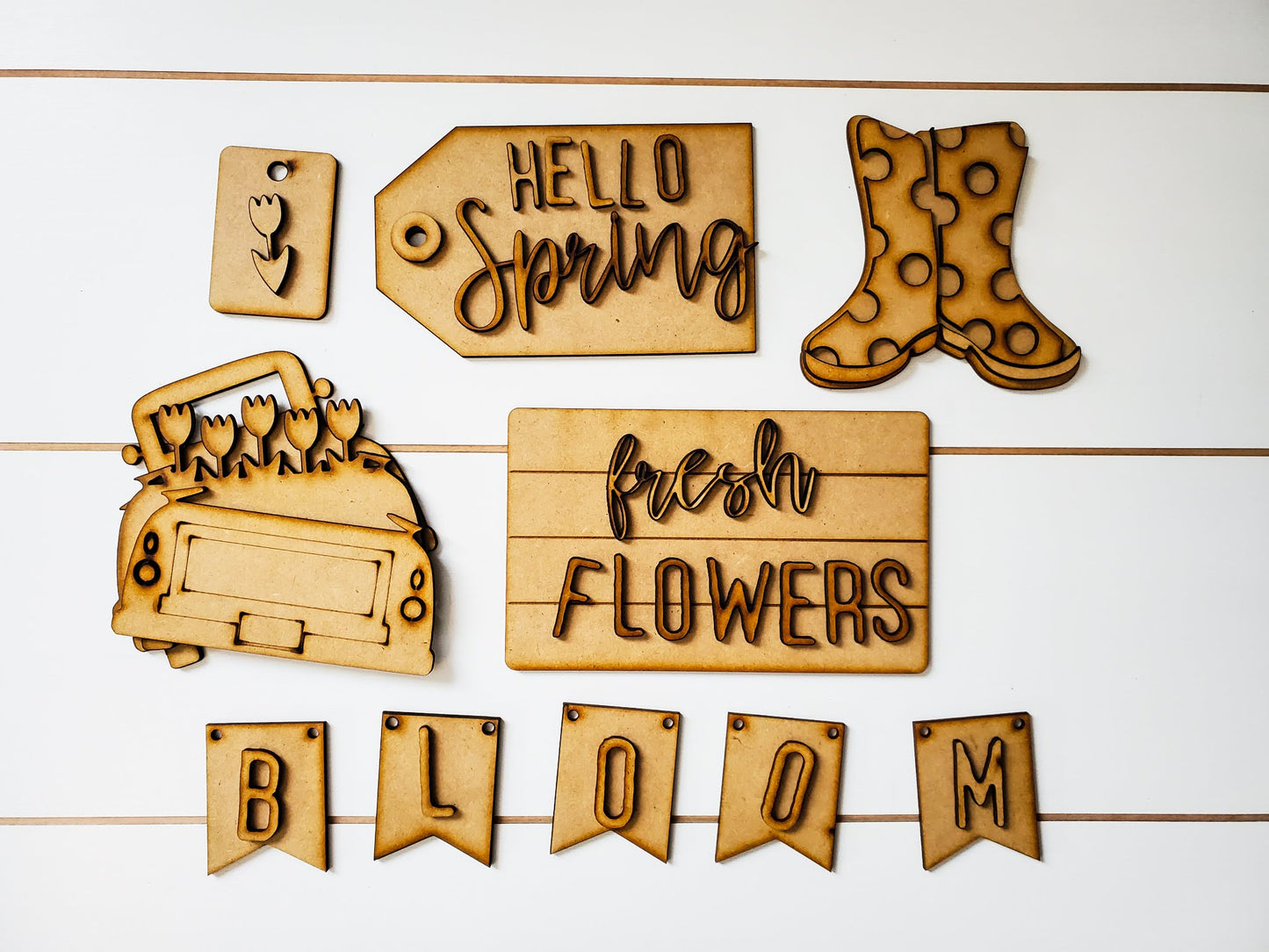 Fresh Flowers Tiered Tray Decor | Spring Tiered Tray Decor | Tiered Tray Decor Bundle | Tiered Tray Signs | Tiered Tray DIY Kit