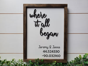 Where It All Began Sign | Wood Framed Farmhouse Sign