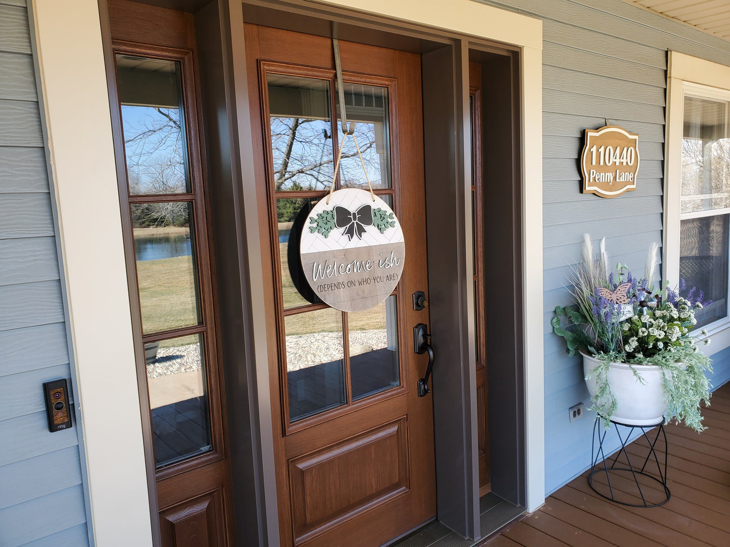 Welcome-ish Front Door Sign | Round Porch Door Hanger Sign | Funny Porch Sign | Farmhouse Porch Sign