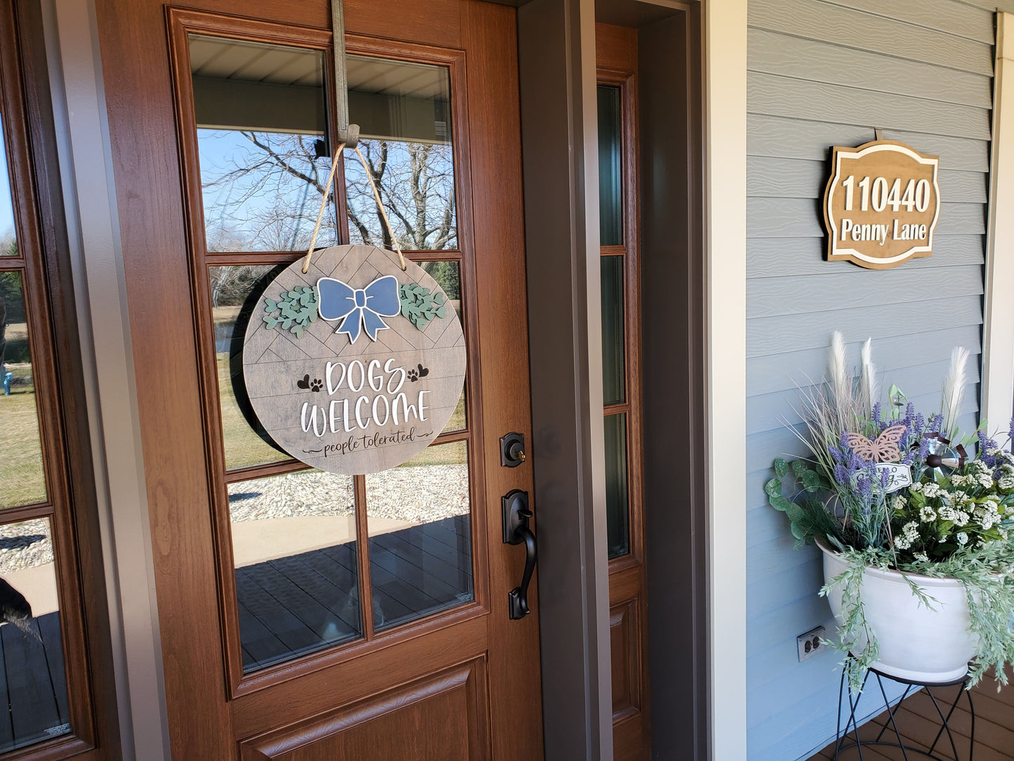 Dogs Welcome People Tolerated Front Door Sign | Round Porch Door Hanger Sign | Funny Porch Sign | Farmhouse Porch Sign