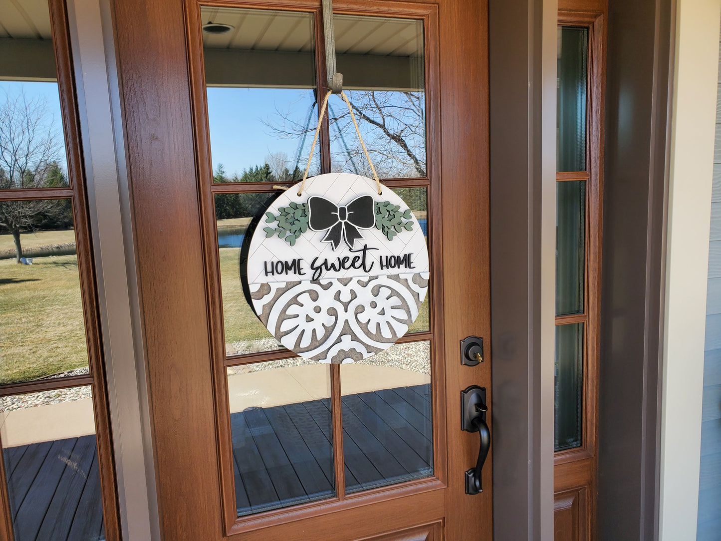 Home Sweet Home Front Door Sign | Round Porch Door Hanger Sign | Farmhouse Porch Sign