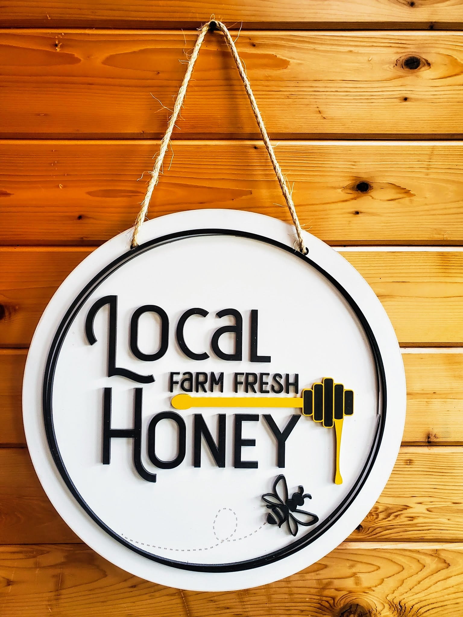 Bee Decor | Bee Honey Decor | Round Sign | Summer Decor | Local Farm Fresh Honey Sign