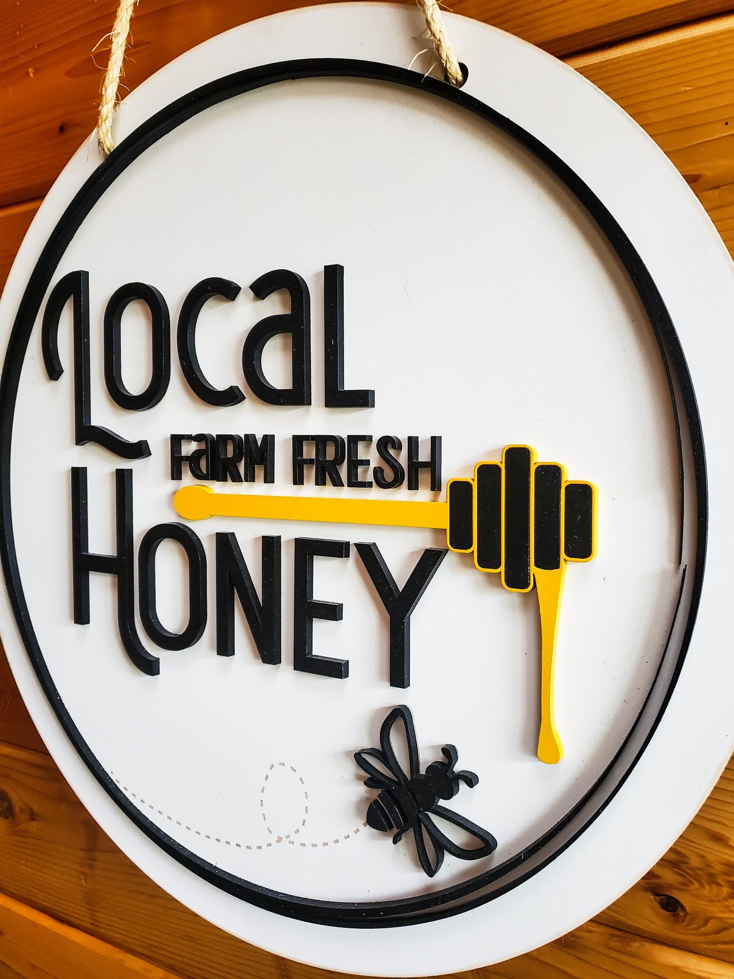 Bee Decor | Bee Honey Decor | Round Sign | Summer Decor | Local Farm Fresh Honey Sign