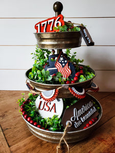 Patriotic Tiered Tray Decor | Tiered Tray Signs | Tiered Tray Decor Summer | Tiered Tray Decor | Tiered Tray Decor Bundle |Tier Tray DIY Kit