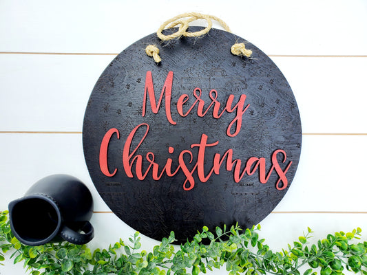 Round Christmas Front Door Sign | Farmhouse Christmas Decor