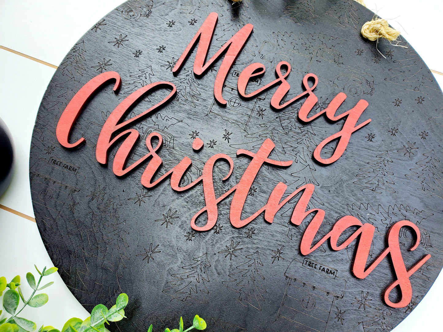 Round Christmas Front Door Sign | Farmhouse Christmas Decor