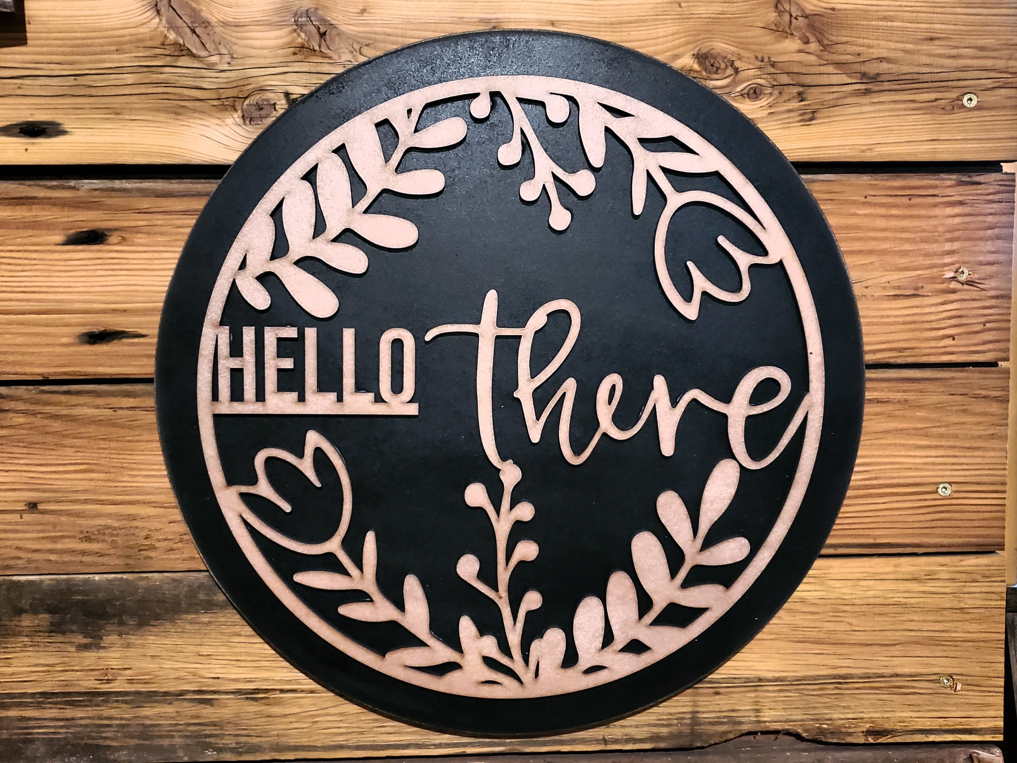 Hello There Round Sign | Farmhouse Front Door Sign | Round Welcome Sig ...