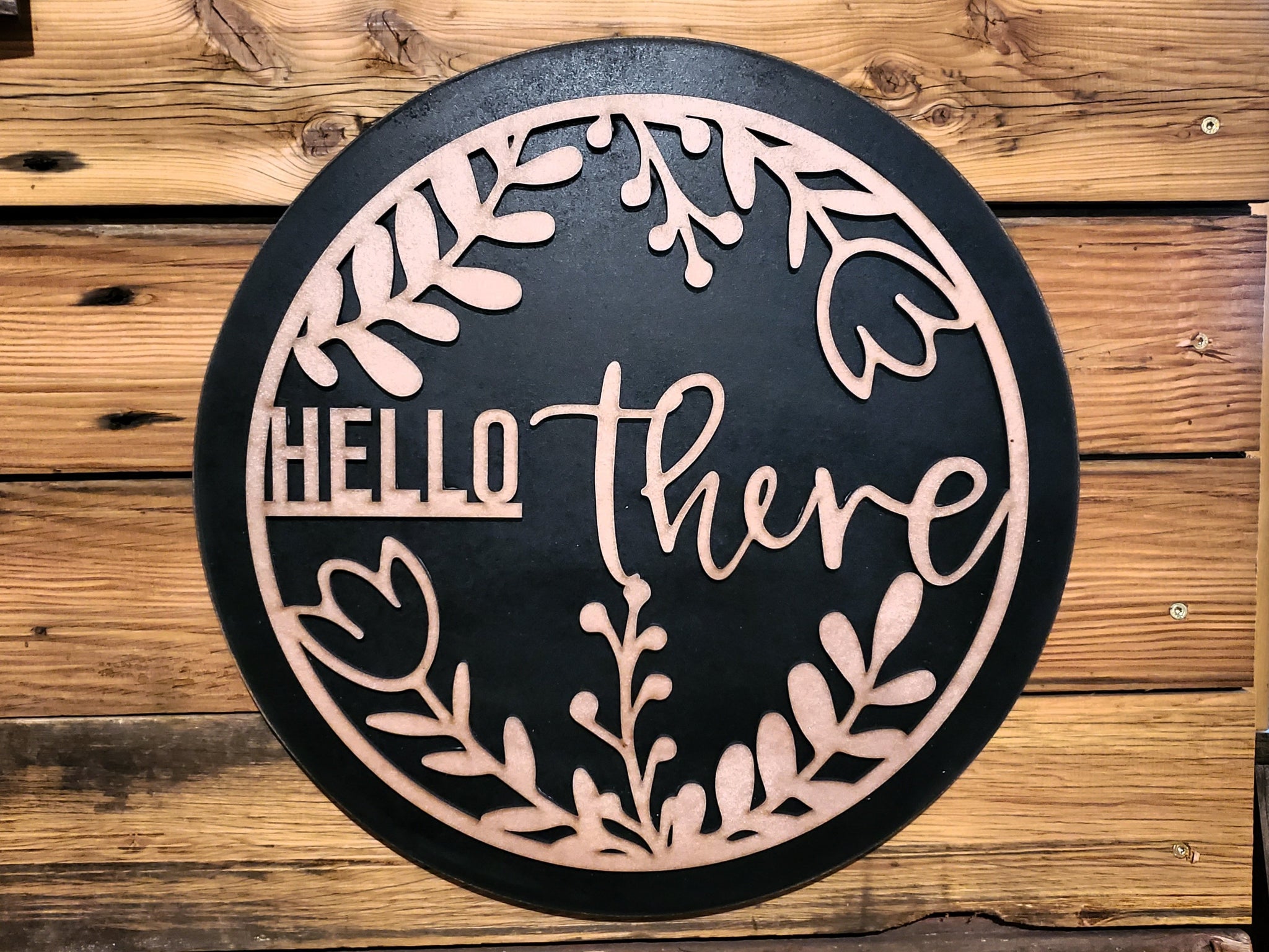 Hello There Round Sign | Farmhouse Front Door Sign | Round Welcome Sign