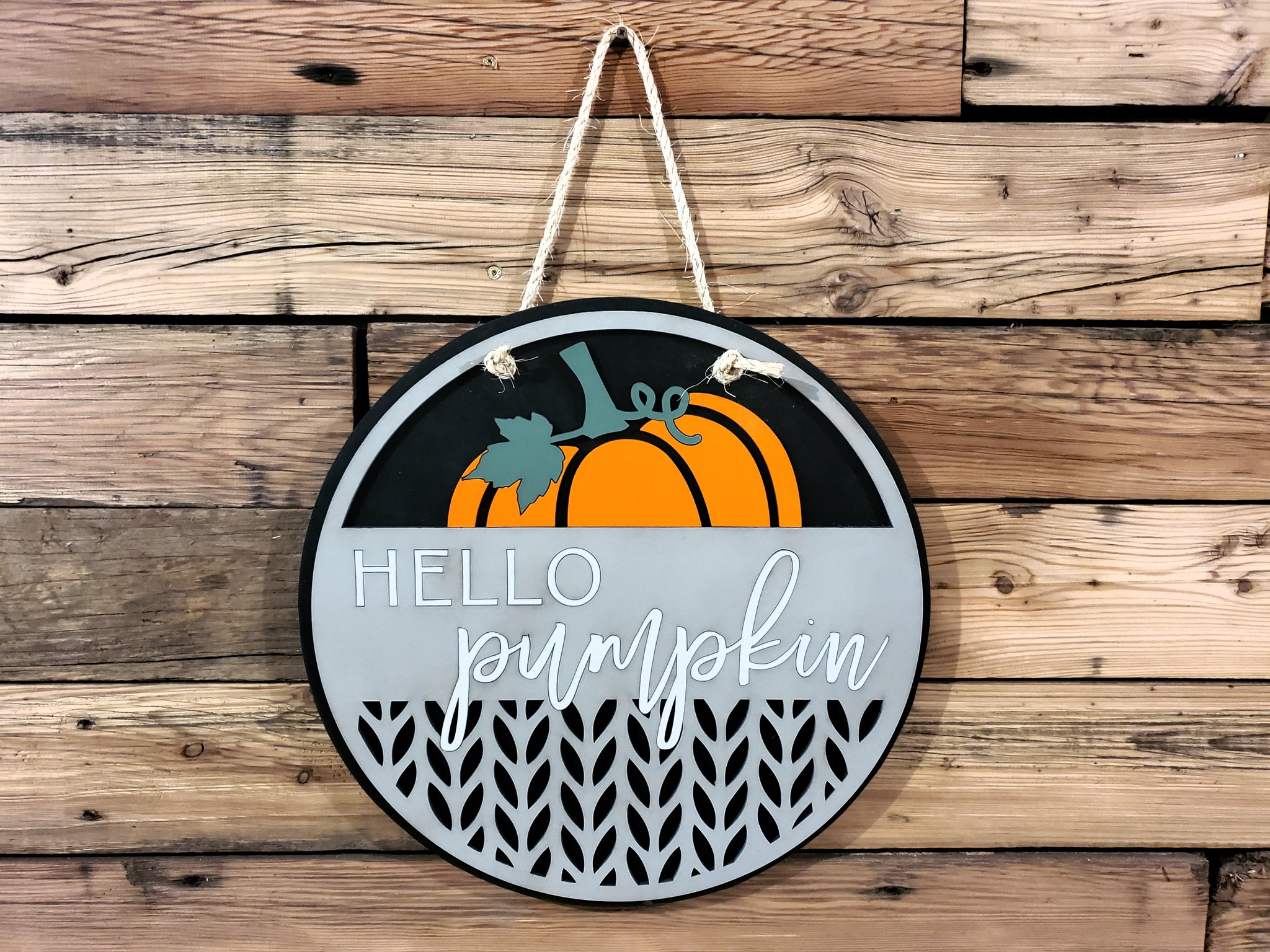Hello Pumpkin Round Sign | Fall Front Door Sign | Round Welcome Sign