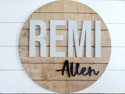 Round Child's Name Sign | Personalized Nursery Decor