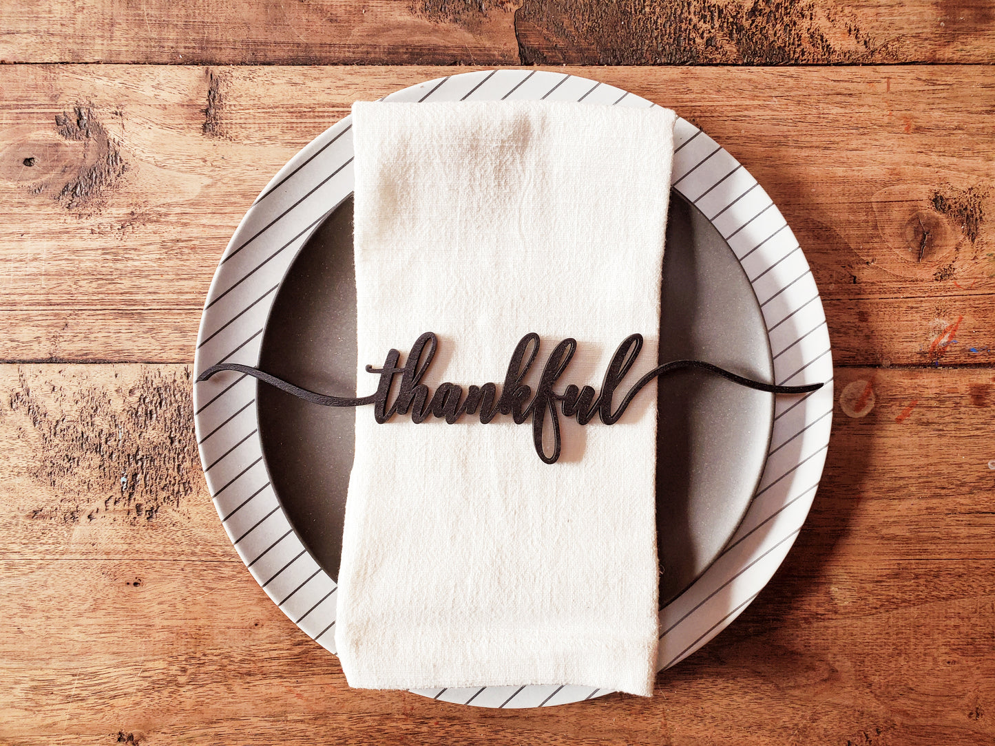 Wooden Word Cutout for Table Setting | Holiday Table Decor | SET OF 4 | Thanksgiving Day Decor