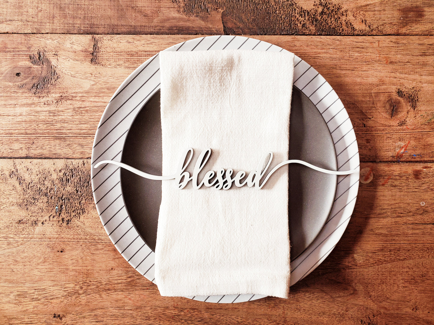 Wooden Word Cutout for Table Setting | Holiday Table Decor | SET OF 4 | Thanksgiving Day Decor