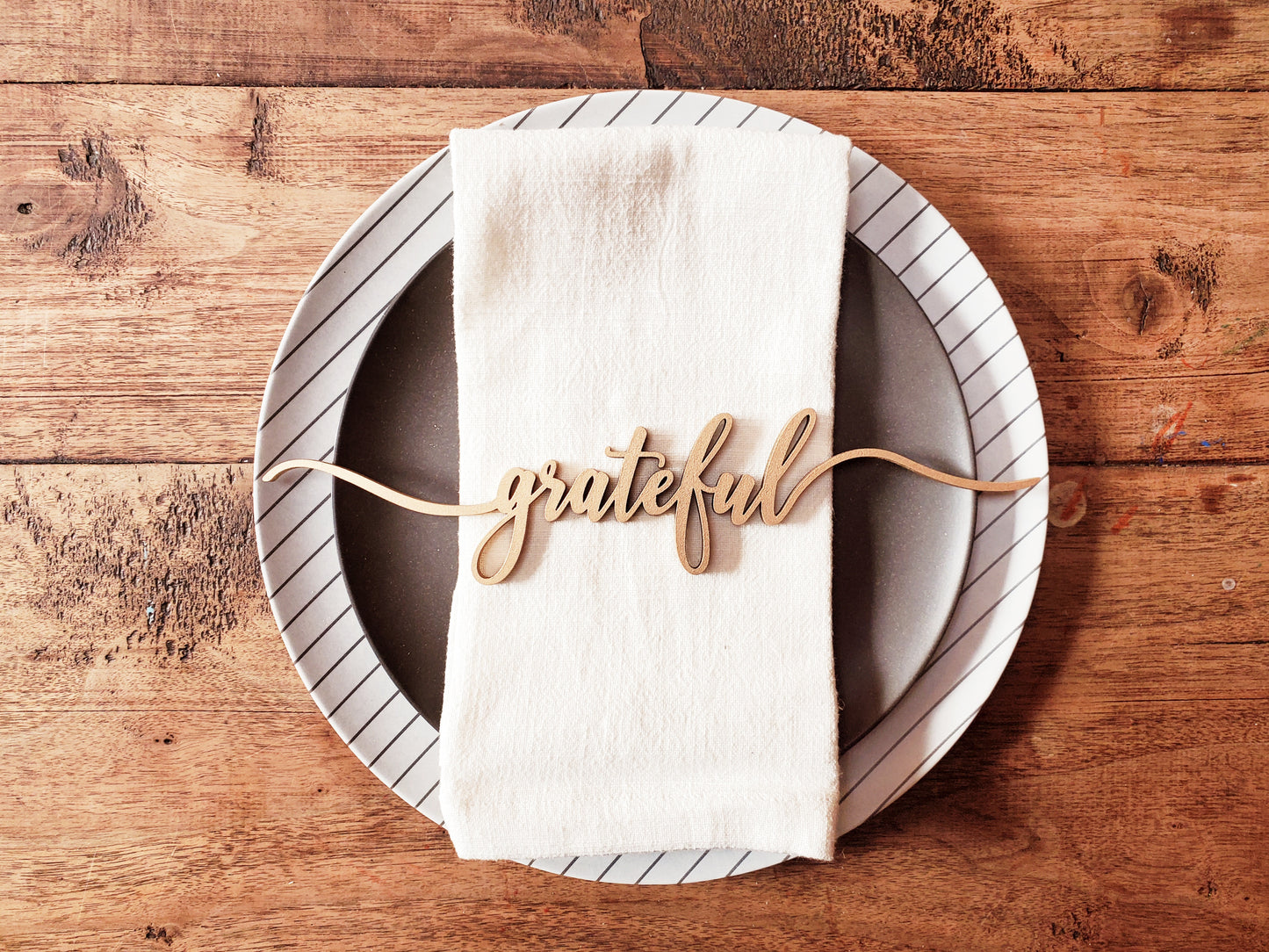 Wooden Word Cutout for Table Setting | Holiday Table Decor | SET OF 4 | Thanksgiving Day Decor