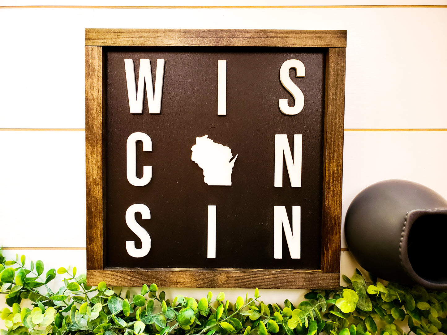 Rustic Wisconsin Sign | Wood Framed State Sign