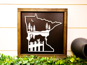 Minnesota Lake Sign | Rustic Minnesota Home Decor
