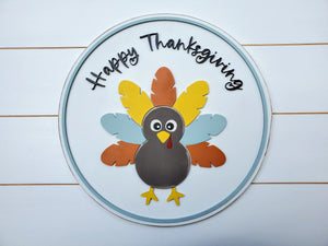 Happy Thanksgiving Round Sign | Turkey Round Sign