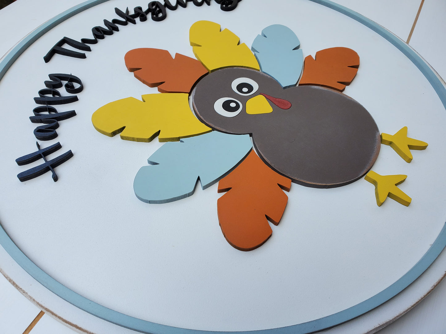 Happy Thanksgiving Round Sign | Turkey Round Sign