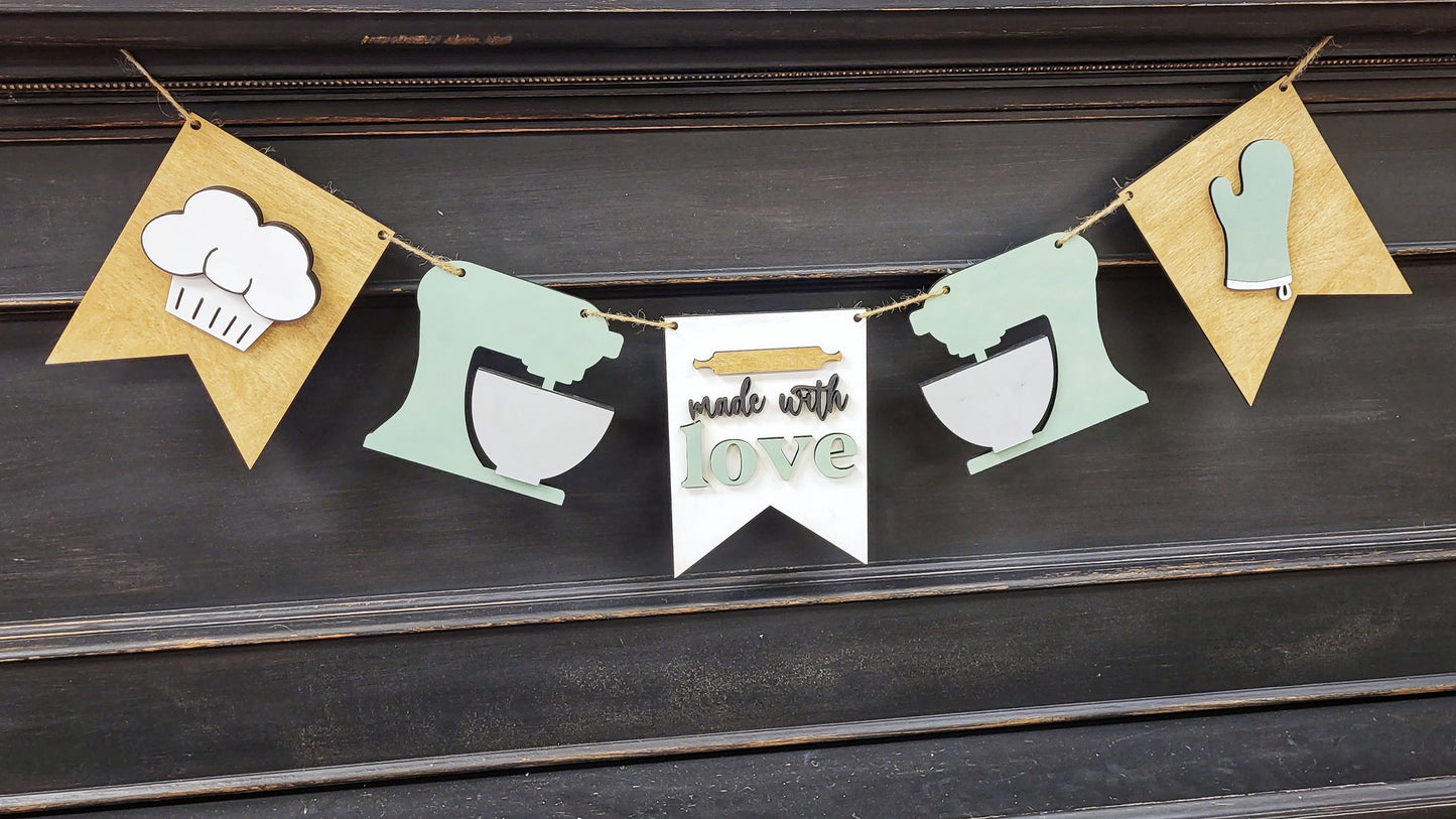 Made with Love Kitchen Banner | Kitchen Decor | Mantel Decor | Wooden Banner
