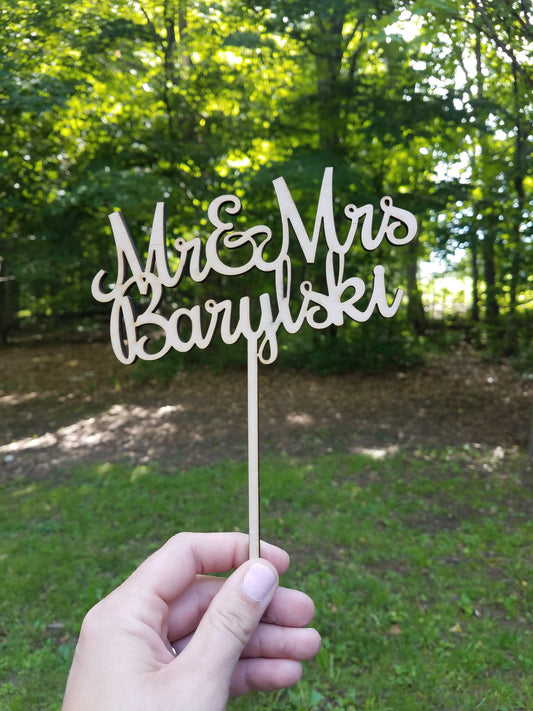 Personalized Wood Cutout Wedding Cake Topper