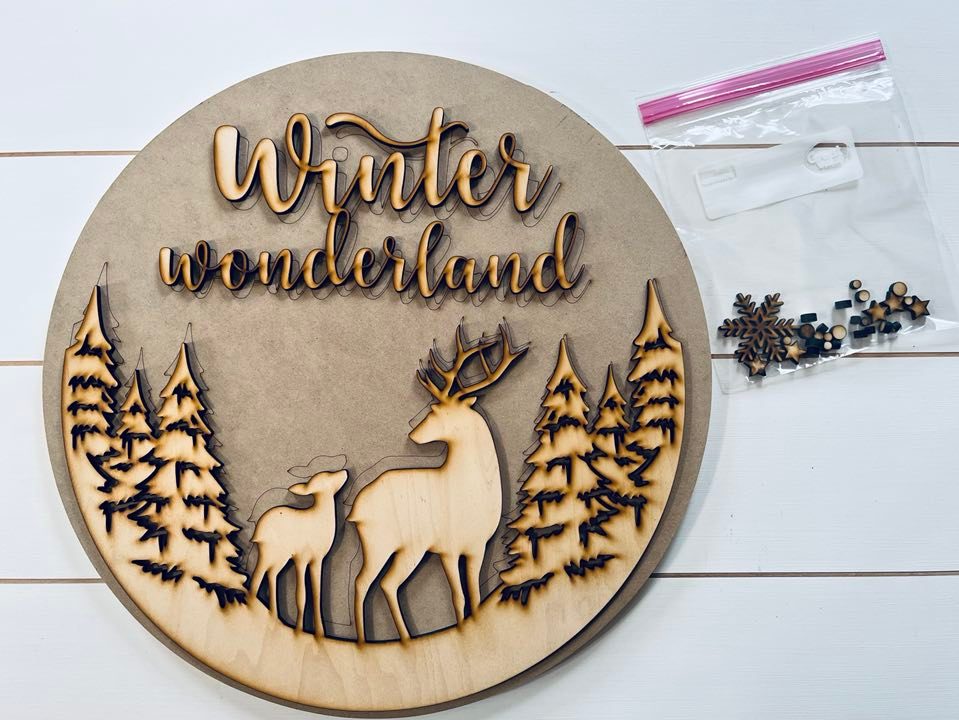 Winter Wonderland Round DIY Sign Kit | DIY Paint Party Set