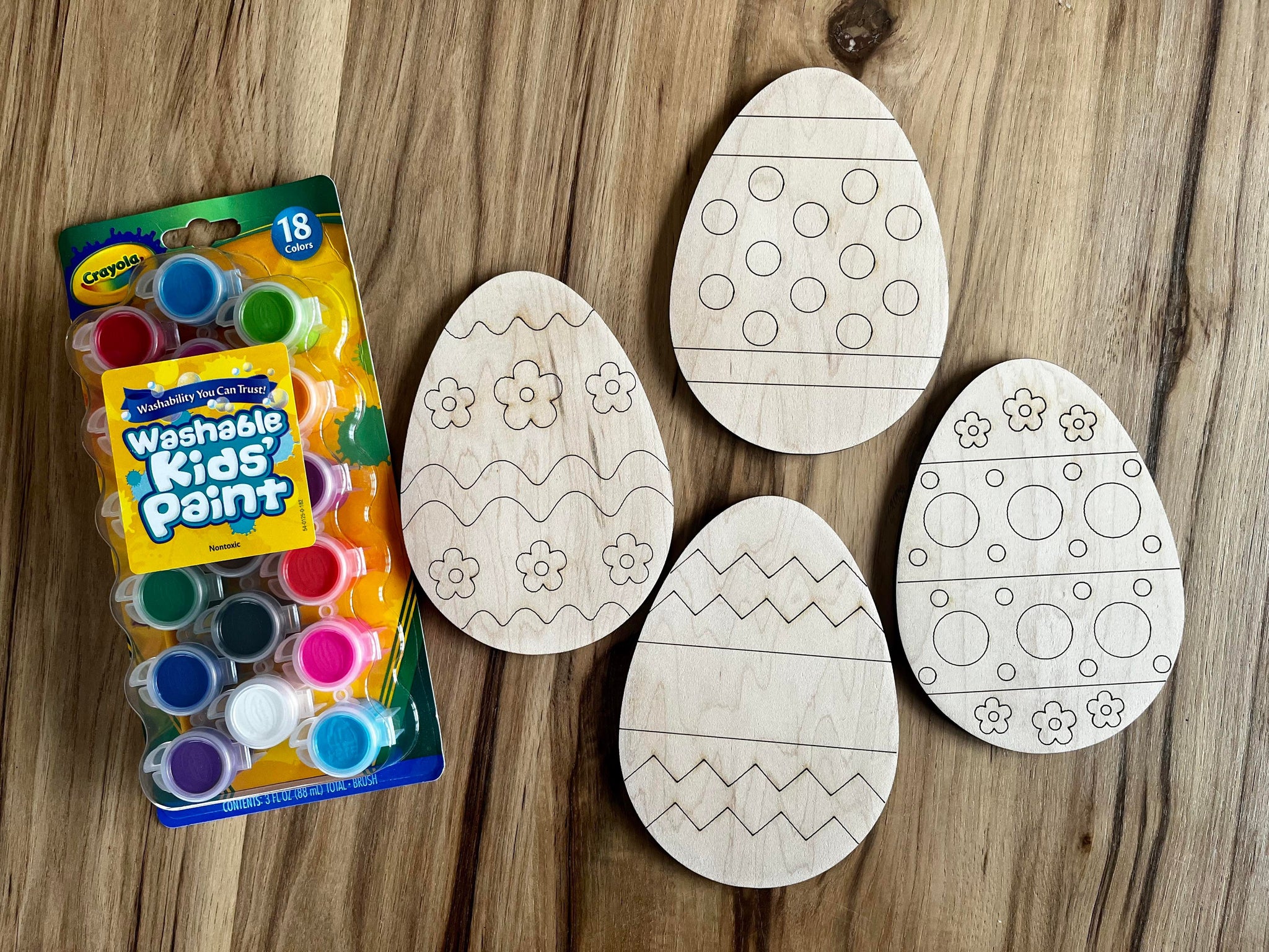 DIY Easter Egg Wood Cutout Paint Kit | Easter Basket Gift Paint Kit | Kids Paint Kit