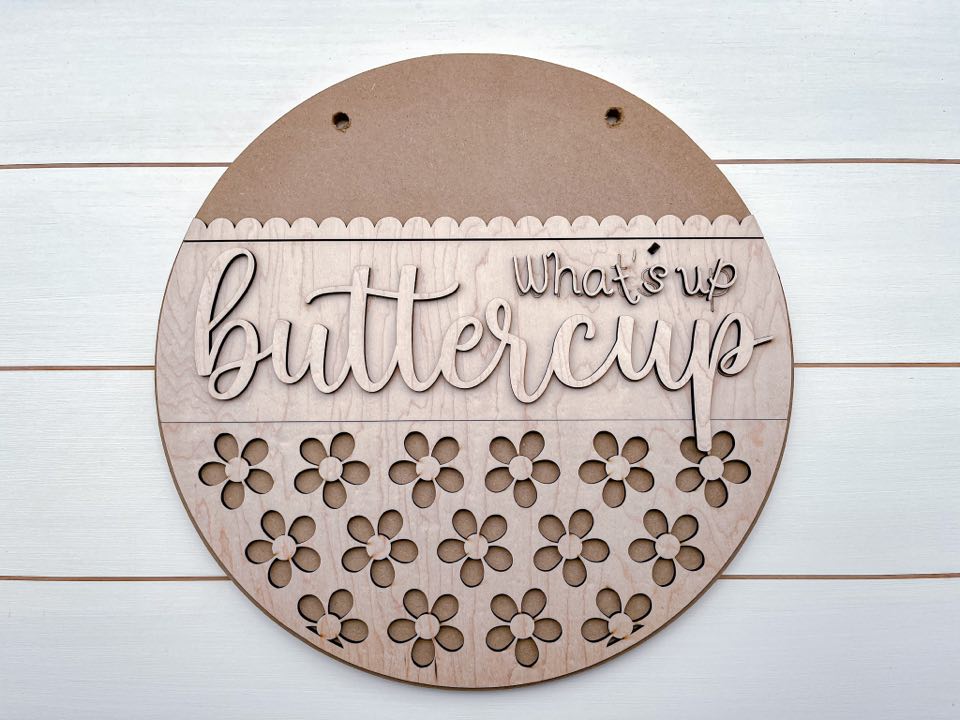 What's Up Buttercup DIY Sign Kit | DIY Paint Party Set | Summer Round Door Hanger Sign