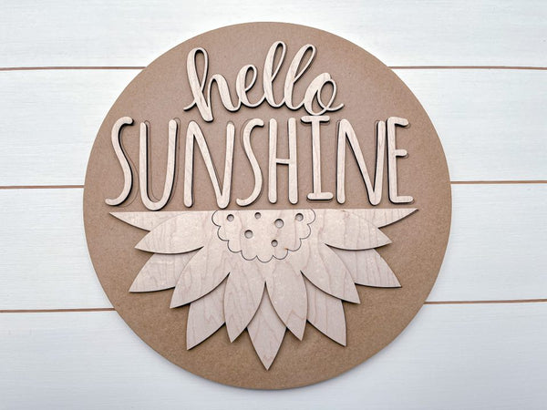 Hello Sunshine DIY Sign Kit | DIY Paint Party Set | Sunflower Round Door Hanger Sign