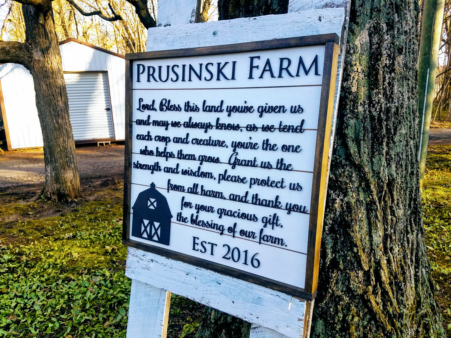 Personalized Farm Prayer Sign | Raised Lettering Farmhouse Sign with Shiplap