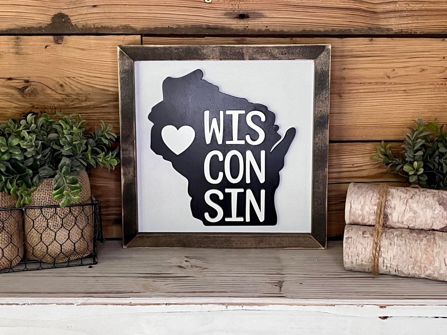 Wisconsin Art | Wisconsin with Heart Sign | Wisconsin Home Decor | Wisconsin Gifts