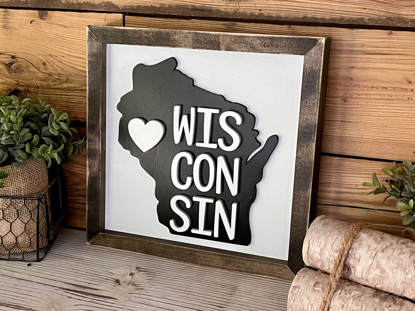 Wisconsin Art | Wisconsin with Heart Sign | Wisconsin Home Decor | Wisconsin Gifts