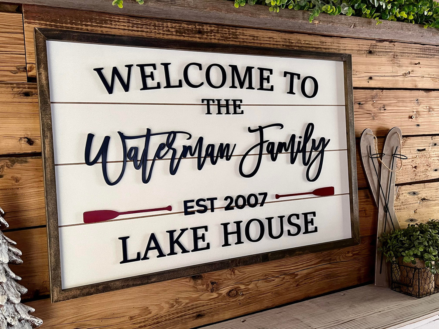 Personalized Family Lake House Sign with Est Date | Cabin Sign