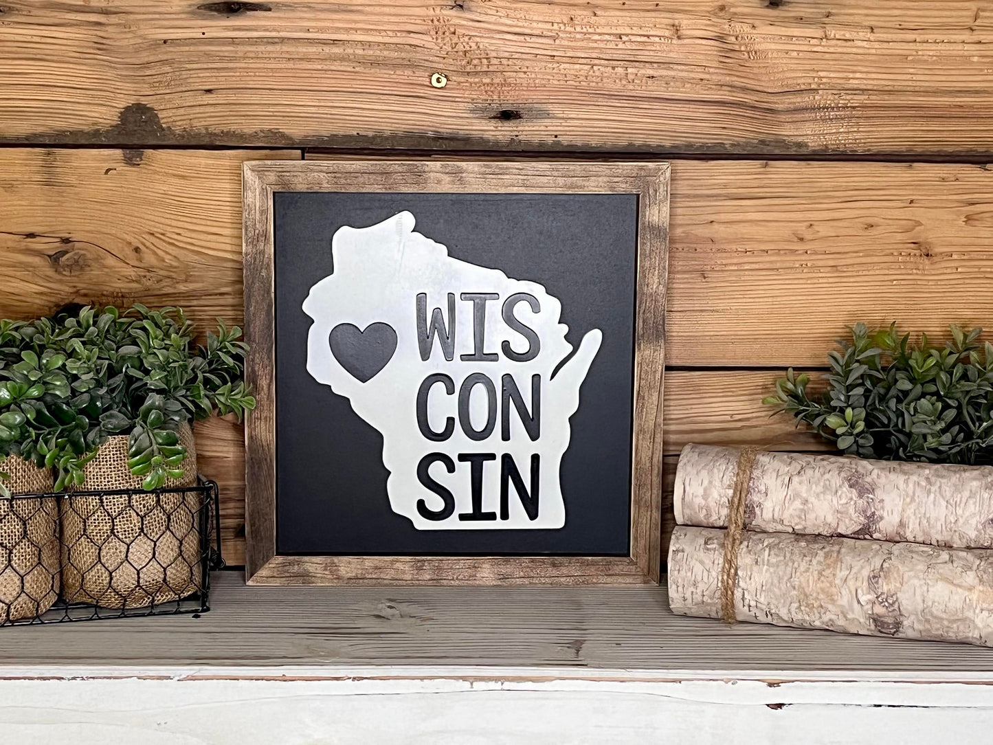 Wisconsin Art | Wisconsin with Heart Sign | Wisconsin Home Decor | Wisconsin Gifts