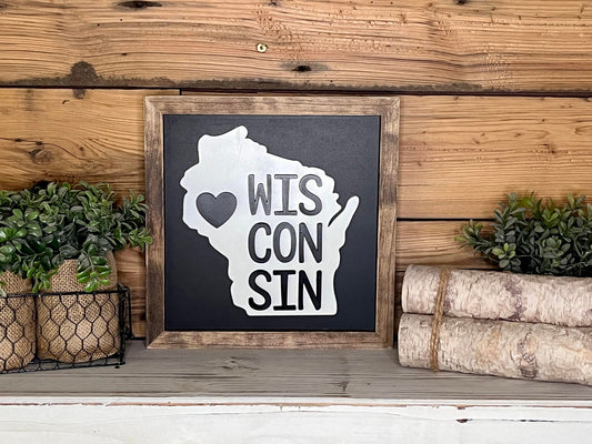 Wisconsin Art | Wisconsin with Heart Sign | Wisconsin Home Decor | Wisconsin Gifts