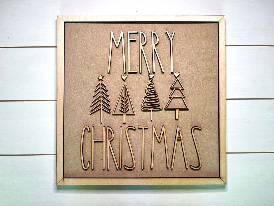 Merry Christmas DIY Sign Kit | DIY Paint Party Set | Framed DIY Christmas Sign