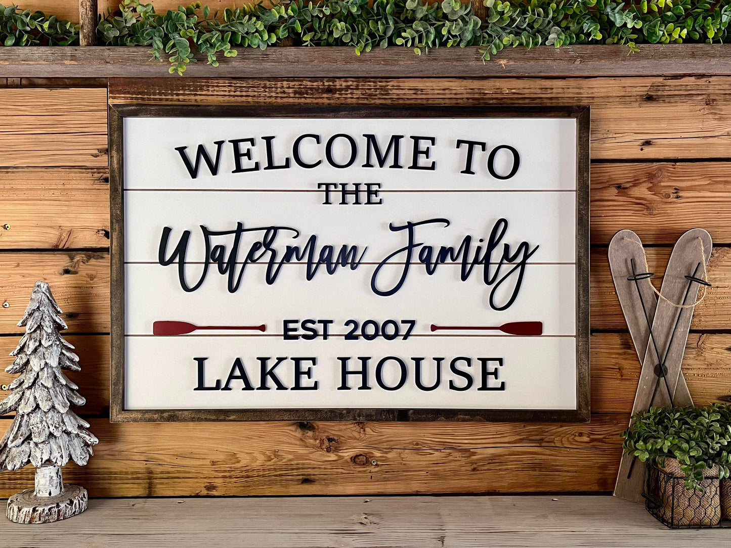 Personalized Family Lake House Sign with Est Date | Cabin Sign
