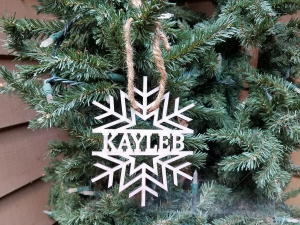 Farmhouse Christmas Ornament | Personalized Kids Christmas Ornament | Snowflake