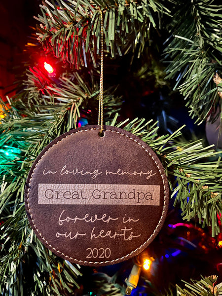 Memorial Ornament for Loved One | Leather Ornament